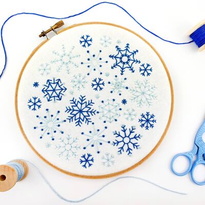 Flocons de neige Kit de broderie à la main de Noël Hoop Art