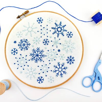 Copos de nieve Navidad Kit de bordado hecho a mano Hoop Art