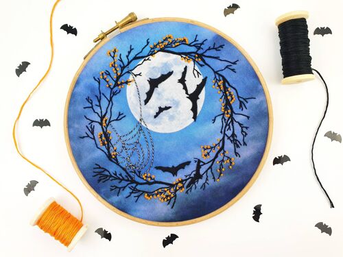 Spooky Night Halloween Embroidery Pattern Fabric Pack