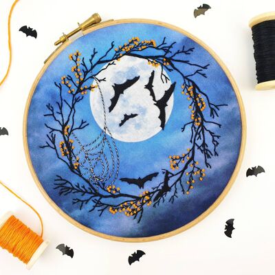 Spooky Night Halloween Embroidery Pattern Fabric Pack