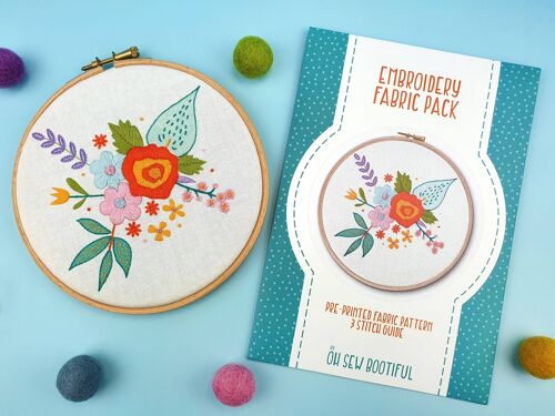 Spring Flowers Bloom Handmade Embroidery Pattern Fabric Pack