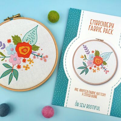 Spring Flowers Bloom Handmade Embroidery Pattern Fabric Pack