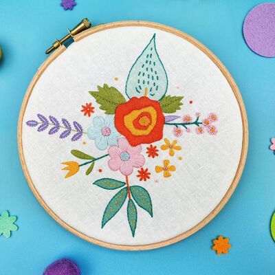 Spring Flowers Handmade Embroidery Kit Hoop Art