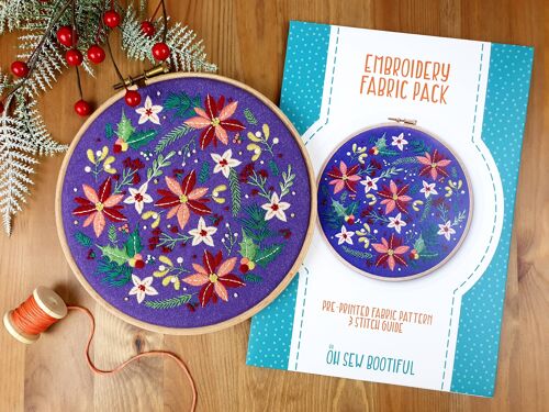 Winter Flowers Embroidery Pattern Fabric Pack