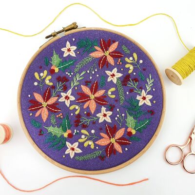 Winter Flowers Handmade Embroidery Kit Hoop Art