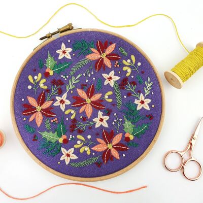 Kit de bordado hecho a mano de flores de invierno arte de aro