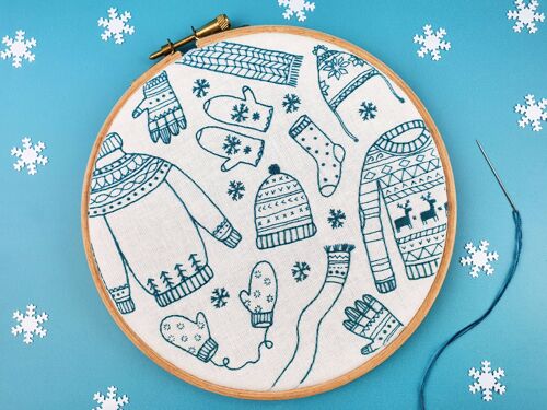 Winter Woolies Christmas Embroidery Pattern Fabric Pack