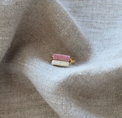 Bague billie fossile rhodonite