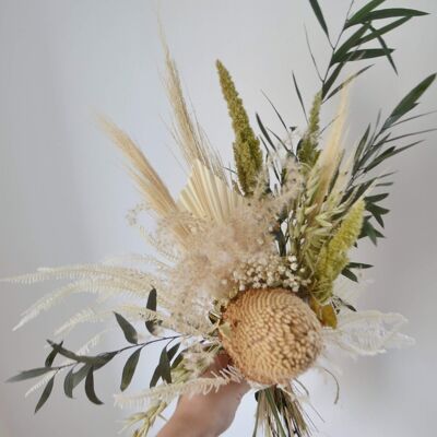 Banksia Dried Flower Posy With Glass Cylinder Vase