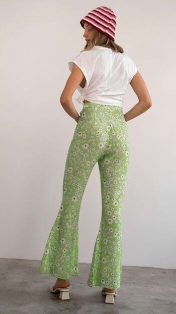 Pantalon ancho vert fluide 9