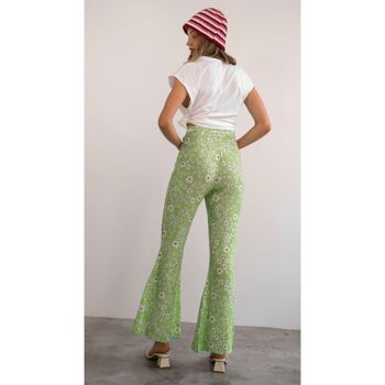 Pantalon ancho vert fluide 2