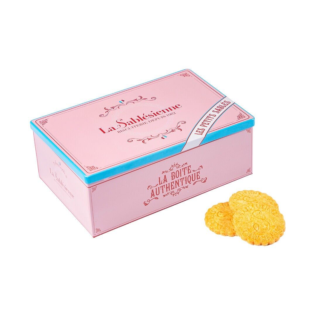Assorted shortbread biscuits, plain and salted caramel chips - "Authentic" metal tin, 300g