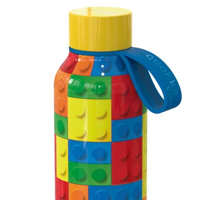 QUOKKA KIDS SOLIDE THERMOSFLASCHE MIT AUFHÄNGER COLOR BRICKS 330 ML