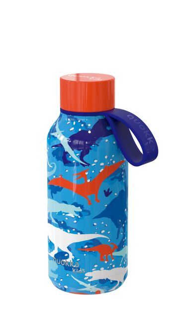 BOUTEILLE ISOTHERME SOLIDE QUOKKA KIDS AVEC CROCHET DINOSAURE 330 ML