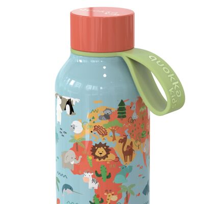 QUOKKA KIDS SOLID INSULATED BOTTLE WITH HANGER MAP OF LIFE 330 ML