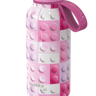 Quokka kids botella termo solid con colgador pink bricks 330 ml