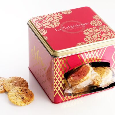 Shortbread cookies with chocolate chips - “La scintillante” metal dispenser box 300g