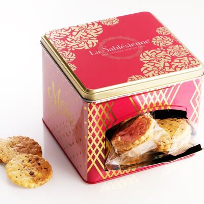 Shortbread cookies with chocolate chips - “La scintillante” metal dispenser box 300g