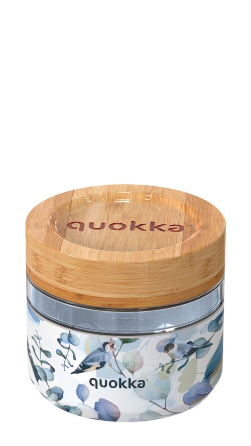 Quokka recipiente comida cristal con funda de silicona blue nature 500 ml