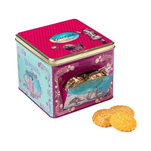Biscuits sablés nature pur beurre frais - boite métal distributrice "Les jouets d'Adèle" 300g