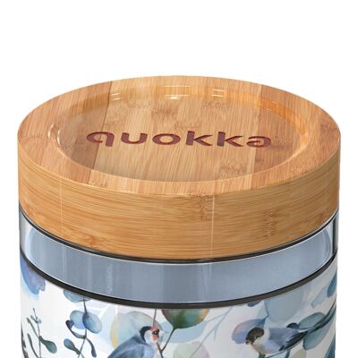 QUOKKA CONTENANT ALIMENTAIRE EN VERRE AVEC COUVERCLE EN SILICONE BLEU NATURE 820 ML