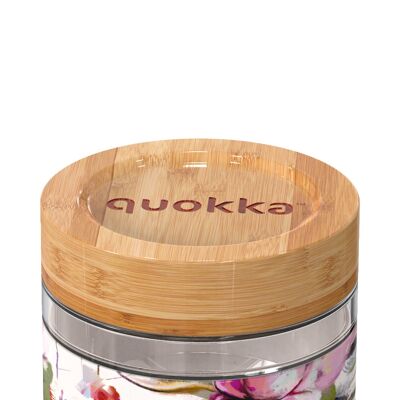 Quokka recipiente comida cristal con funda de silicona dark flowers 500 ml