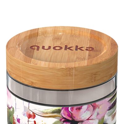QUOKKA GLASS FOOD CONTAINER WITH SILICONE COVER DARK FLOWERS 820 ML