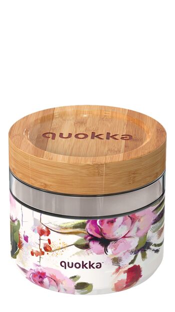 QUOKKA BOÎTE ALIMENTAIRE EN VERRE AVEC COUVERCLE EN SILICONE FLEURS FONCÉES 820 ML