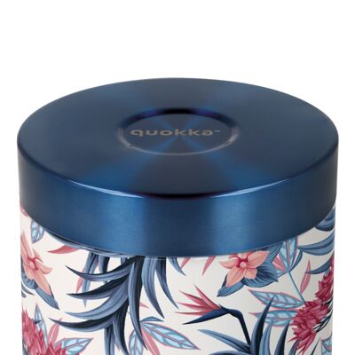 QUOKKA STAINLESS STEEL INSULATED FOOD CONTAINER BLUE GARDEN LARGE 604 ML