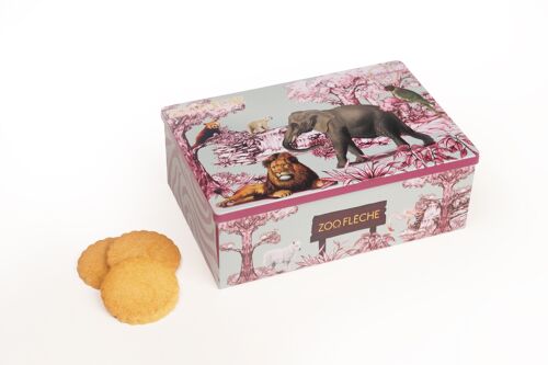 Biscuits sablés nature pur beurre frais - boite métal "Zoo de La Flèche" 250g