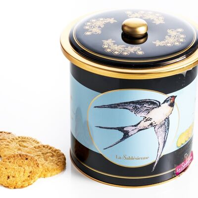 Pure natural shortbread biscuits with fresh butter and salted butter caramel - "swallow" metal bucket box 250g