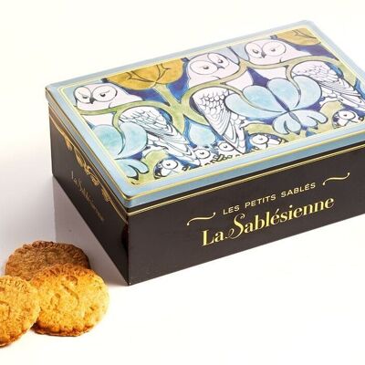 Shortbread cookies assortment of plain shortbread and raspberry chips - "Chouette de Voysey" metal box 250g