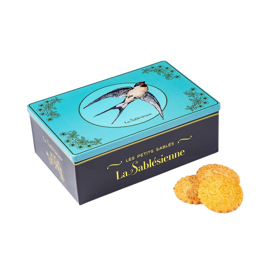 Shortbread biscuits with caramel chips - "Hirondelle" metal tin 250g