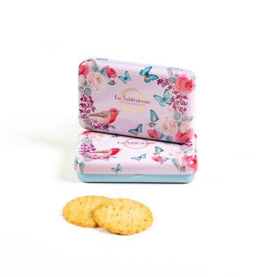 Biscuits sablés pépites d'abricot - mini boite métal "Nuée dans la Roseraie" 35g