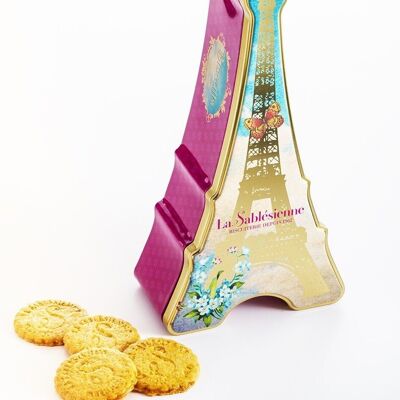 Pure fresh butter plain shortbread biscuits - metal box "The Eiffel Tower" 200g