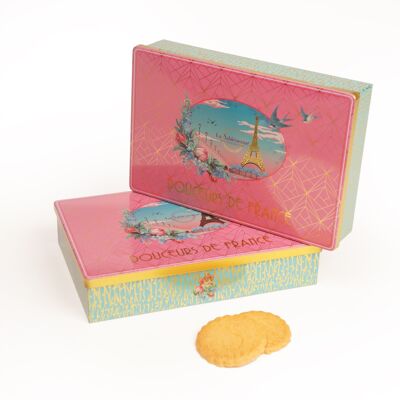 Pure fresh butter plain shortbread biscuits - "Rêve de Paris" metal box 150 g