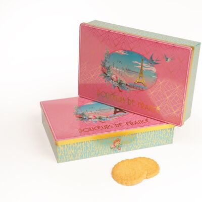 Pure fresh butter plain shortbread biscuits - "Rêve de Paris" metal box 150 g