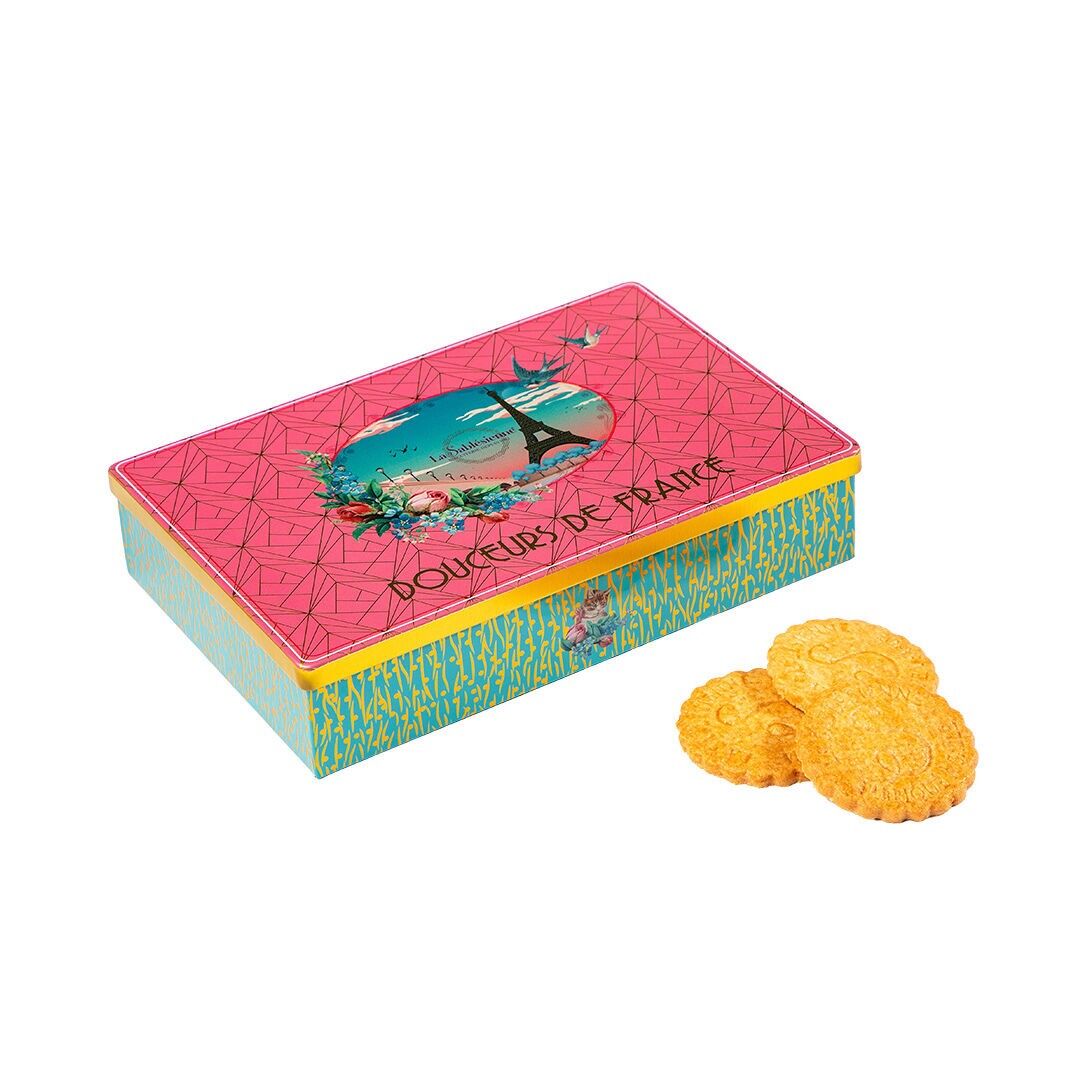 Pure fresh butter plain shortbread biscuits - "Rêve de Paris" metal box 150 g