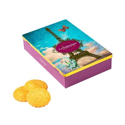 Pure fresh butter plain shortbread cookies - "Paris butterfly" metal box 150 g