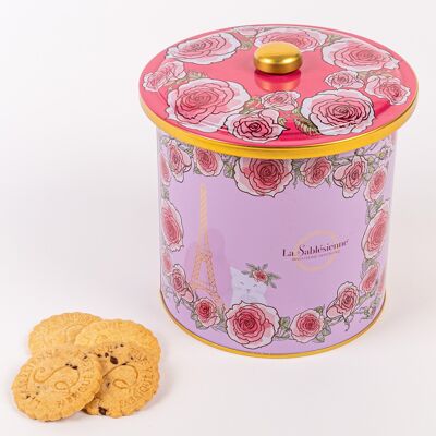 Shortbread biscuits assortment of plain shortbread pure fresh butter and chocolate chips - metal bucket "A morning in Paris" 250 g