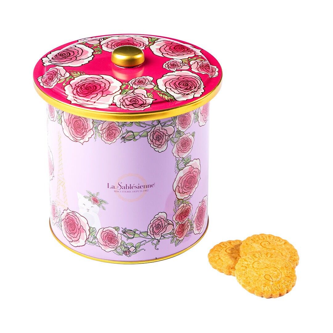 Shortbread biscuits assortment of plain shortbread pure fresh butter and chocolate chips - metal bucket "A morning in Paris" 250 g
