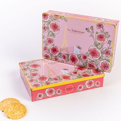 Pure fresh butter plain shortbread biscuits - metal box "A morning in Paris" 150 g