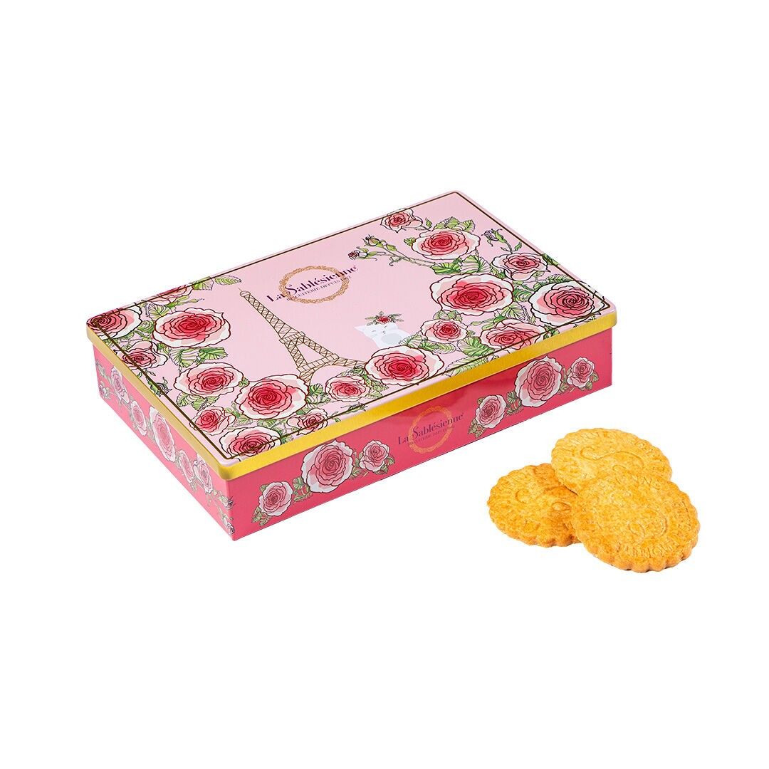 Plain shortbread biscuits made with pure fresh butter - "A Morning in Paris" metal tin, 150g