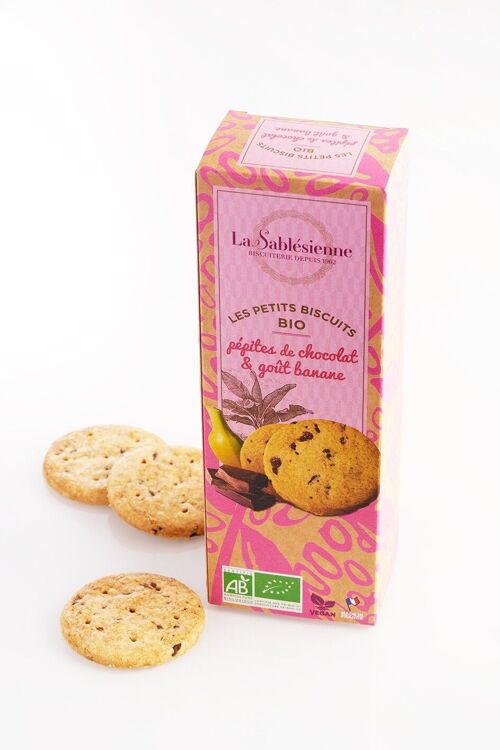 Biscuits sablés pépites de chocolat et banane bio & vegan - étui carton 110 g