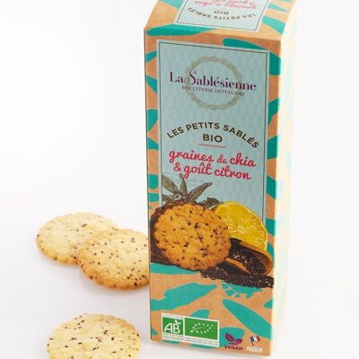 Bio- und vegane Shortbread-Kekse mit Zitrone und Chiasamen – 110-g-Karton