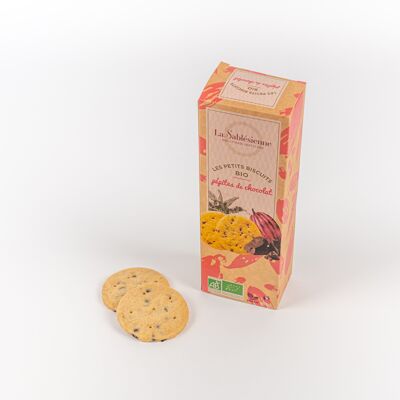 Organic & vegan chocolate chip shortbread cookies - 110 g cardboard box