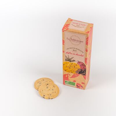 Organic & vegan chocolate chip shortbread cookies - 110 g cardboard box