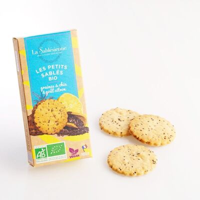 Organic & vegan lemon and chia seed shortbread cookies - 37 g cardboard box