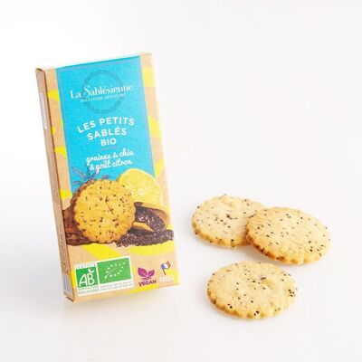 Galletas de mantequilla de limón y semillas de chía orgánicas y veganas - Caja de cartón de 37 g