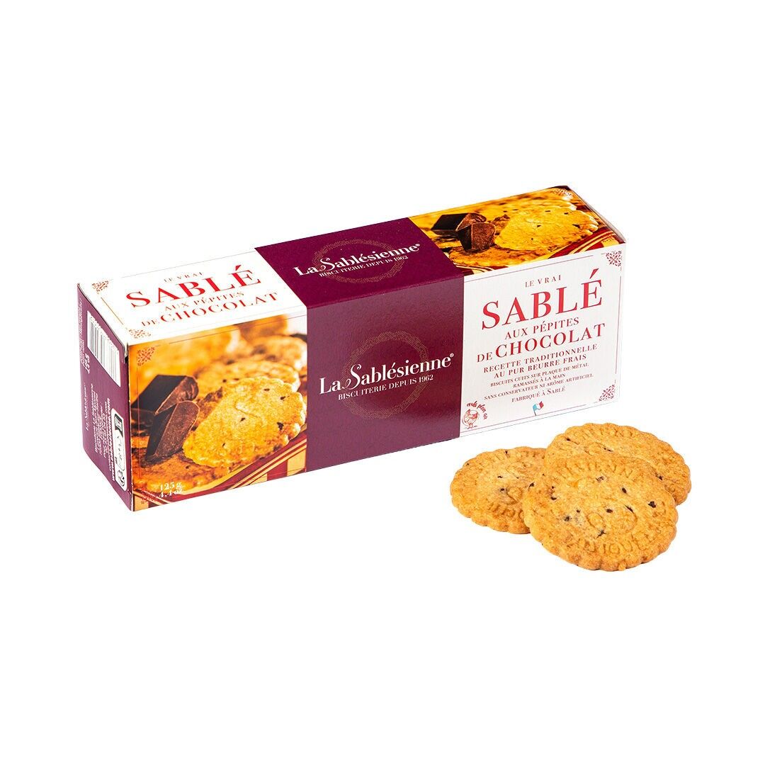 Chocolate chip shortbread cookies - 125 g cardboard box